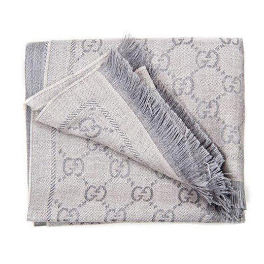 【四】GUCCI 古驰 男士印花羊毛围巾 浅灰 133483 3G200 1763 商品图2