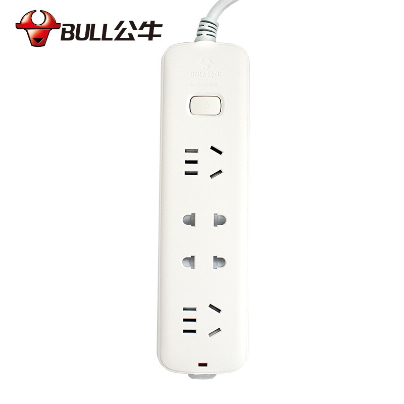 公牛（BULL）新国标插座/插线板/插排/排插/接线板/拖线板 GN-S1220 4位总控全长1.6米