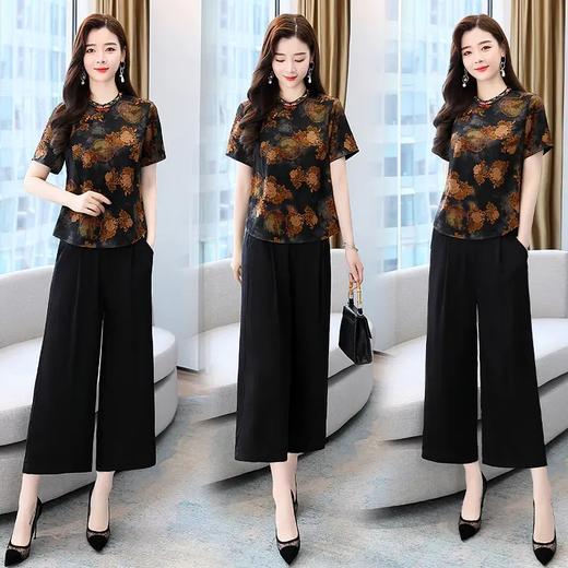 HRYZ7541 2021夏季时尚简约大方气质优雅显瘦收腰复古修身百搭纯色两件套 商品图2