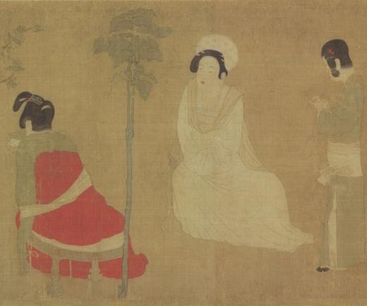 【定制书画】（唐）周昉《宫妓调琴图》（北宋仿本）绢本 手卷/镜片 馆藏书画高仿复制艺术品（付款后28天内发货） 商品图0