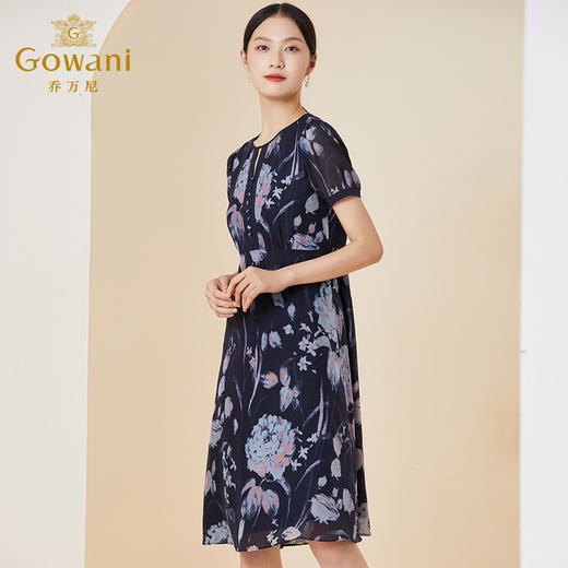 乔万尼夏季新款真丝连衣裙法式优雅气质收腰长裙EI2E767 商品图2