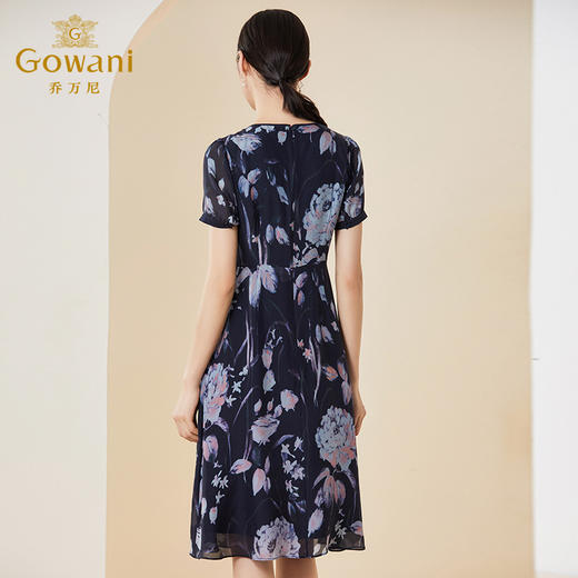 乔万尼夏季新款真丝连衣裙法式优雅气质收腰长裙EI2E767 商品图3