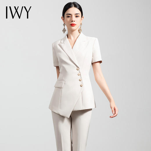IWY/薄款短袖职业正装女气质西服套装时尚通勤总裁商务套裤工作服
CP10409W 商品图1