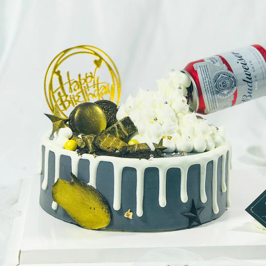 【百威生日蛋糕】-倾泻而下的奶油啤酒泡沫，为我们的情谊干杯 商品图2