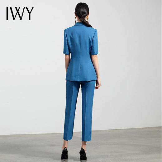 IWY/高端蓝色西装套装女职业装气质总裁西服正装修身显瘦休闲工作服OLCP11252湖蓝色 商品图3