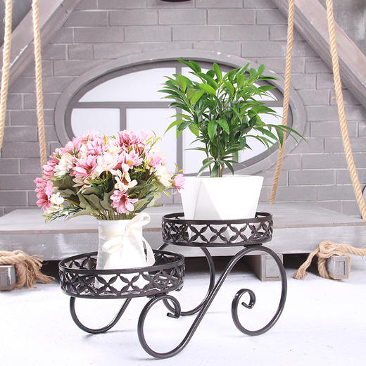 【花架】落地式欧式铁艺花架子 多层室内绿植置物架客厅阳台茶几窗台花架 商品图0