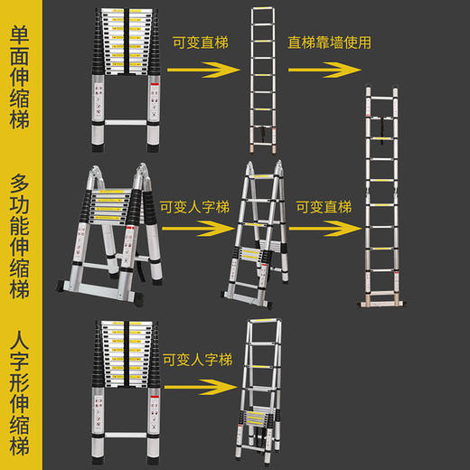【家居建材】伸缩梯升降梯加厚铝合金人字梯家用多功能折叠梯子 商品图1