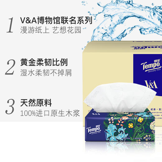 Tempo/得宝抽纸莫里斯花园系列 M码4层 加厚90抽*15包 自然无香纸巾 整箱 包邮 商品图1