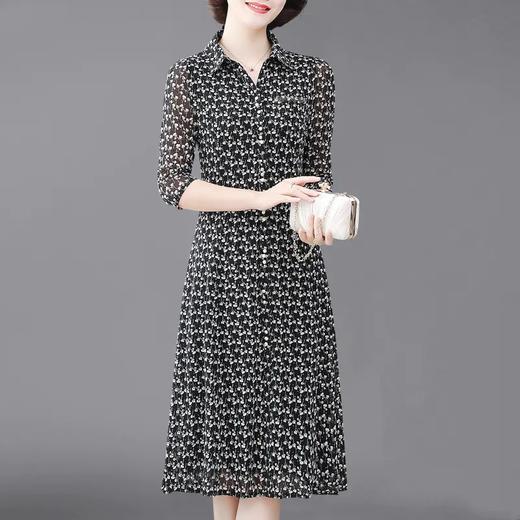 JCG-58548夏装中袖沙袖台湾沙中长款大码显瘦中老年连衣裙 商品图0