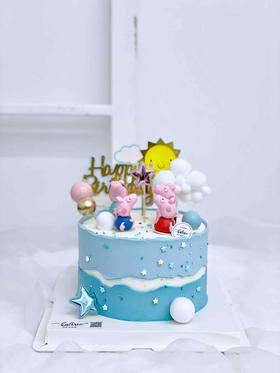 小猪佩奇一家四口周岁蛋糕