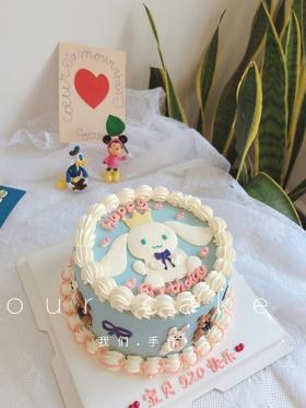 玉桂狗/大耳狗卡通复古手绘蛋糕-低糖处理无添加