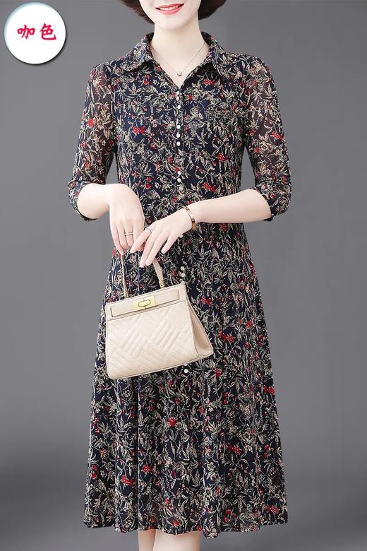 JCG-58548夏装中袖沙袖台湾沙中长款大码显瘦中老年连衣裙 商品图1