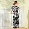 丁摩 夏醋酸缎面连衣裙女法式复古收腰印花中长裙Q121135-DB399 商品缩略图8