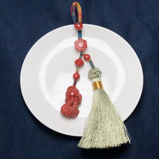 可放置冰箱上 帝王砂大貔貅流苏双股钥匙坠/包挂/挂件 饰品美物（貔貅长32mm,宽17mm,厚14mm) 商品图3