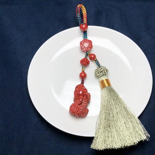 可放置冰箱上 帝王砂大貔貅流苏双股钥匙坠/包挂/挂件 饰品美物（貔貅长32mm,宽17mm,厚14mm) 商品图2