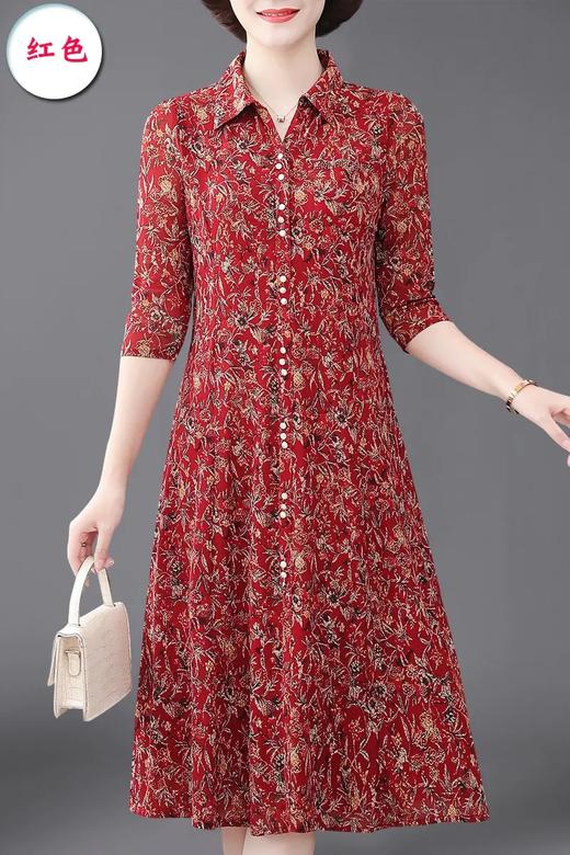 JCG-58548夏装中袖沙袖台湾沙中长款大码显瘦中老年连衣裙 商品图2