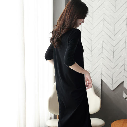 丁摩V领连衣裙中袖打底中长裙696Y-WX045-DC149 商品图4