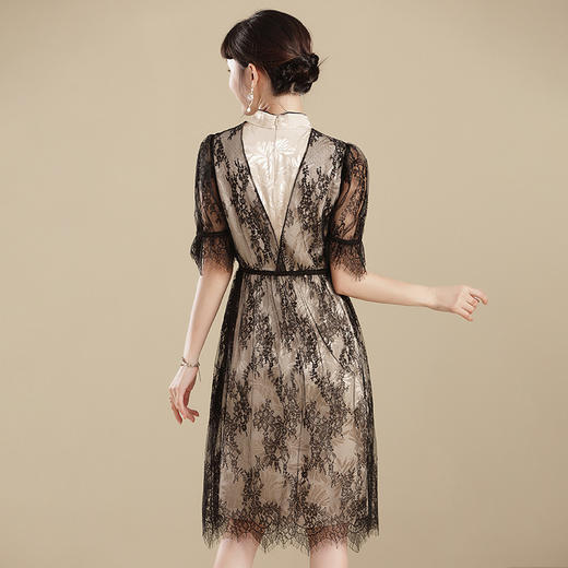上海旗袍厂AYK-QF210406蕾丝假两件拼接时尚改良旗袍中国风收腰立领连衣裙2021夏女装 商品图3