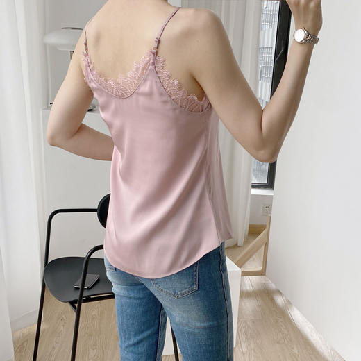 桑蚕丝蕾丝领吊带背心 商品图2