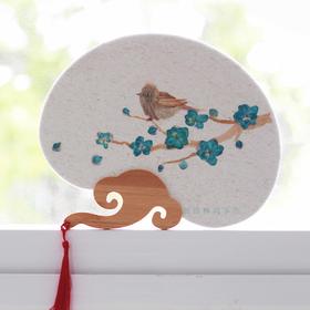 押花团扇-【小鸟】