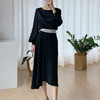 褶皱不规则下摆黑色半裙 商品缩略图4