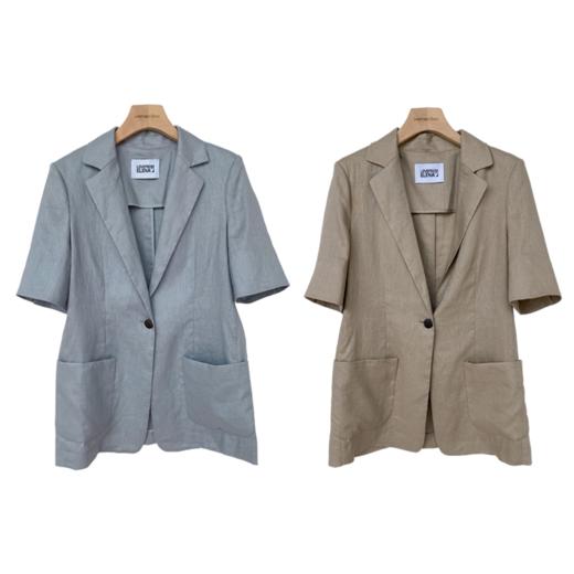 韩版经典 简约亚麻半袖西装 商品图8