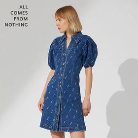 斜纹logo印花牛仔连衣裙