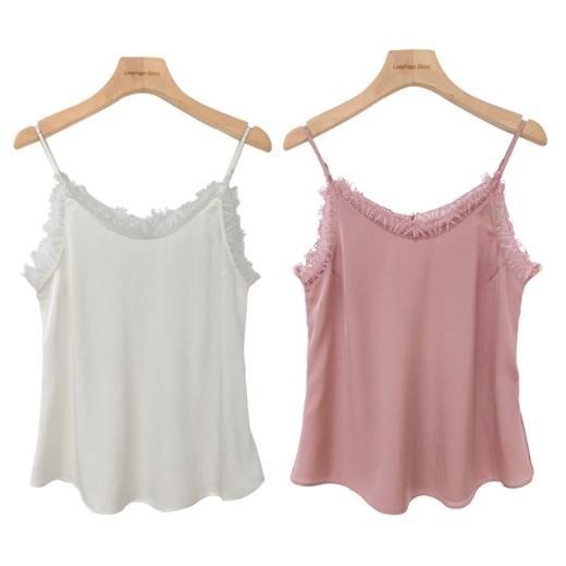 桑蚕丝蕾丝领吊带背心 商品图6