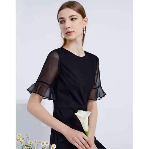 EITIE爱特爱夏季新款优雅气质网纱拼接包臀显瘦鱼尾连衣裙B2107754 商品图2