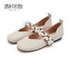西村名物2021秋季新款丝带珍珠休闲平底奶奶鞋X21CE33201 商品缩略图2