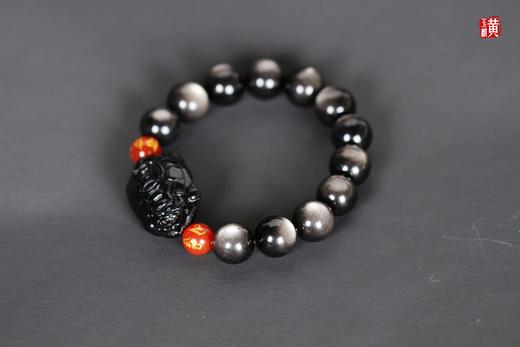 【彩虹眼黑曜石龙龟】银曜石手串，颗颗双眼 商品图1