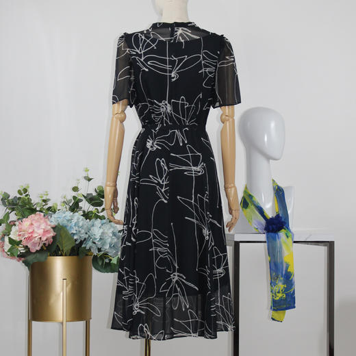 FOCALS福柯斯女装夏季新款桑蚕丝短袖时尚修身连衣裙F2YBX283BM 商品图2