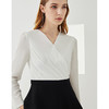 EITIE爱特爱气质通勤职业撞色V领显瘦收腰上衣女C2113814 商品缩略图5
