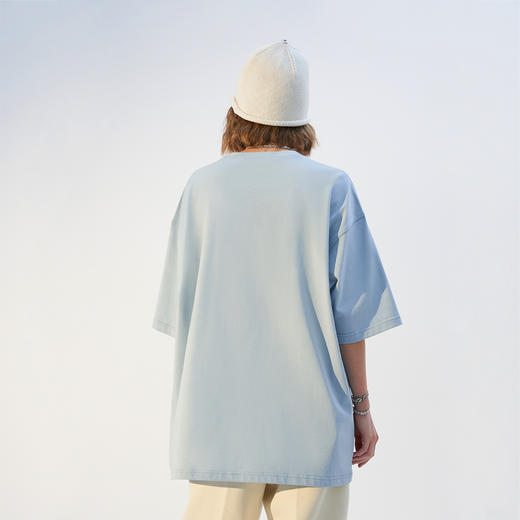 MODITEC21春夏浅蓝手绘小熊字母发泡印花宽松短袖纯棉休闲宽松T恤 商品图2