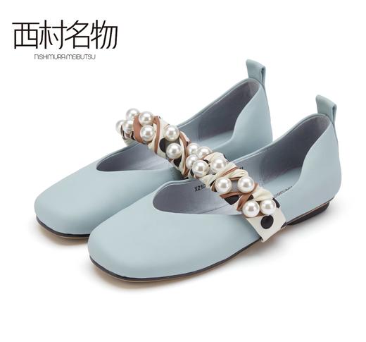 西村名物2021秋季新款丝带珍珠休闲平底奶奶鞋X21CE33201 商品图1