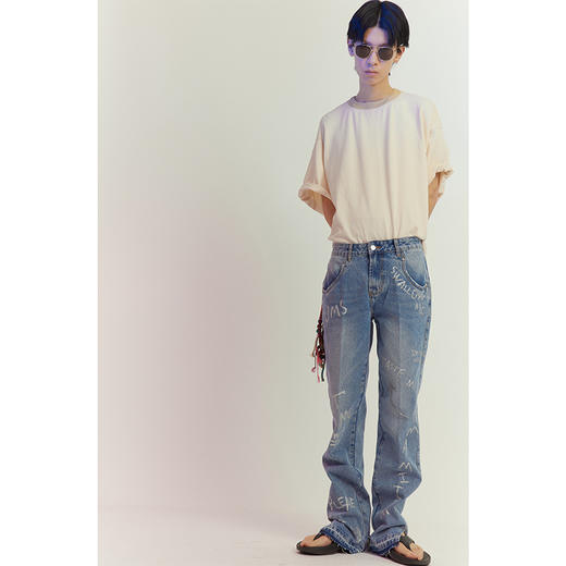 UMAMIISM 有茂密声 21SS “蚌想开了”喷漆彩绘圆领T恤 商品图1