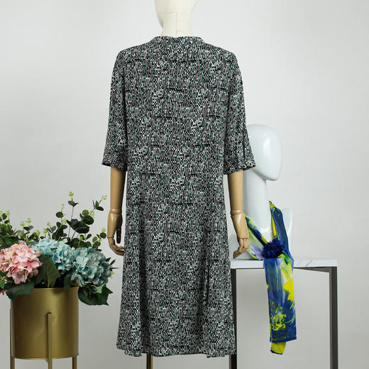 FOCALS福柯斯女装夏季新款桑蚕丝半袖收腰百搭长连衣裙YBBX291GE 商品图3