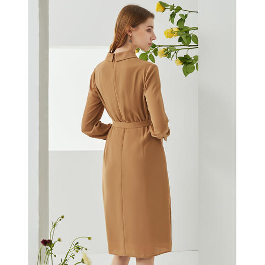 EITIE爱特爱21秋季新款时尚气质翻领收腰职业通勤显瘦衬衫连衣裙C2107826 商品图5