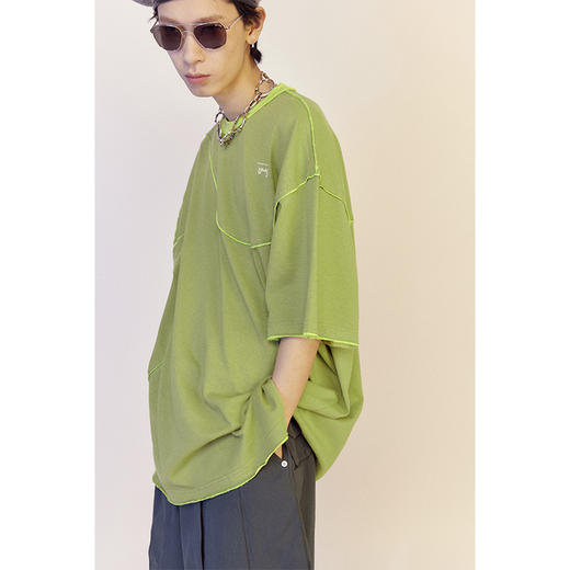 UMAMIISM 有茂密声 21SS 双色雷达波纹印花logo短袖T恤 商品图0