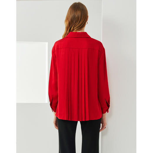 EITIE爱特爱21秋季新款时尚气质宽松压褶舒适显瘦百搭衬衫上衣女C2109802 商品图4