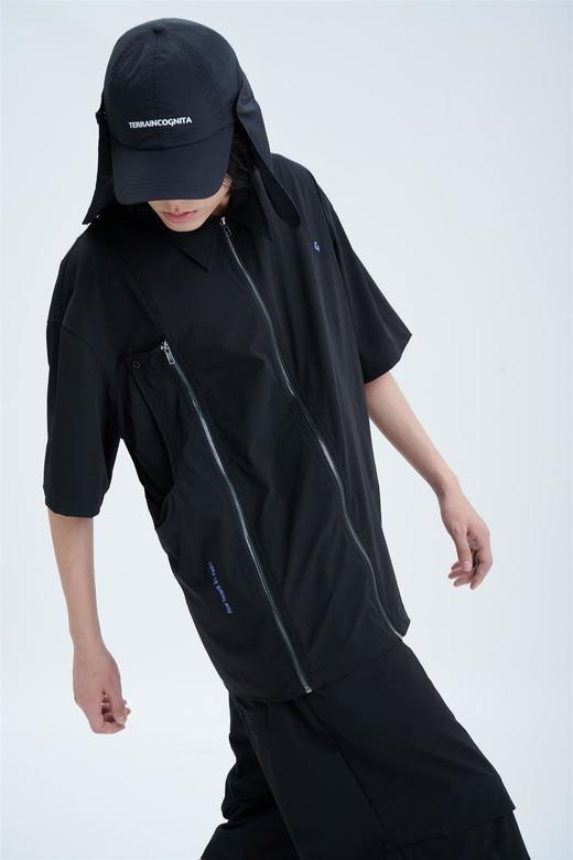 TERRAINCOGNITA新款拉链侧包装饰宽松百搭短袖舒适轻薄刺绣衬衫 商品图1