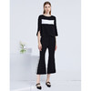 EITIE爱特爱新款时尚通勤简约百搭撞色微喇显瘦休闲裤女B2105722 商品缩略图1
