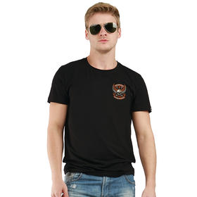 自由基地欧美街头复古机车鬼头印花图案夏季短袖T恤骷髅设计朋克体恤衫 NMT-1662