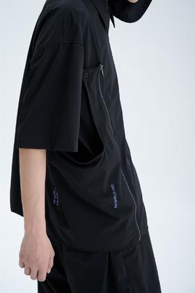 TERRAINCOGNITA新款拉链侧包装饰宽松百搭短袖舒适轻薄刺绣衬衫