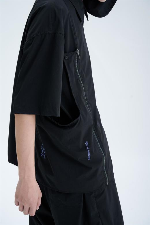 TERRAINCOGNITA新款拉链侧包装饰宽松百搭短袖舒适轻薄刺绣衬衫 商品图0