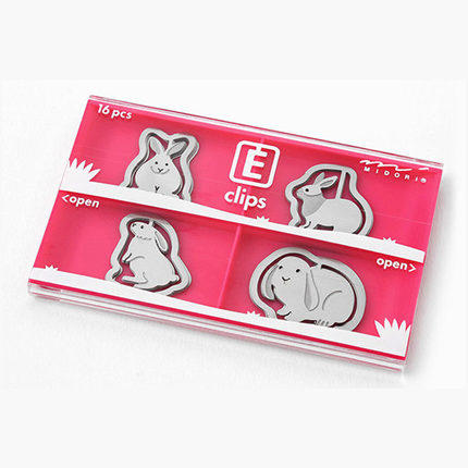 日本美渡Midori进口E-clips 镂空回形针办公装订动物卡通猫狗造型书签 商品图3