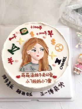 手绘糖霜女孩蛋糕