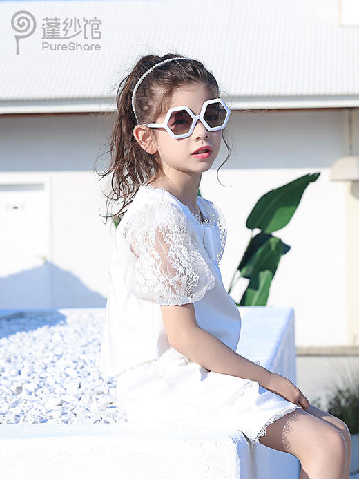 pureshare女童T恤夏新款宝宝套装气质可爱短袖上衣短裤两件套-雪梨花两件套 商品图4