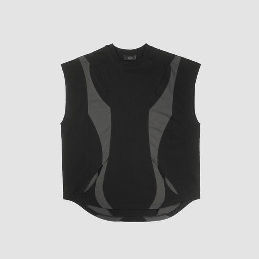 7440 37 1 SS21 贯穿结构对称拼色镂空宽松休闲百搭夏季背心T恤 商品图4