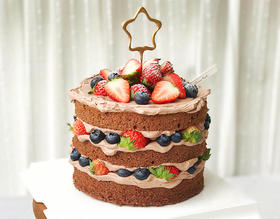 巧克力裸蛋糕｜草莓主题水果蛋糕 | 赠送仙女棒蜡烛1个